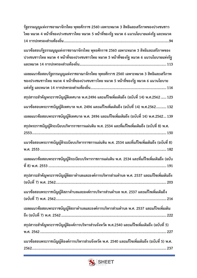 สารบัญเนื้อหา นิติกรปฏิบัติการ กรมส่งเสริมการปกครองท้องถิ่น 2566